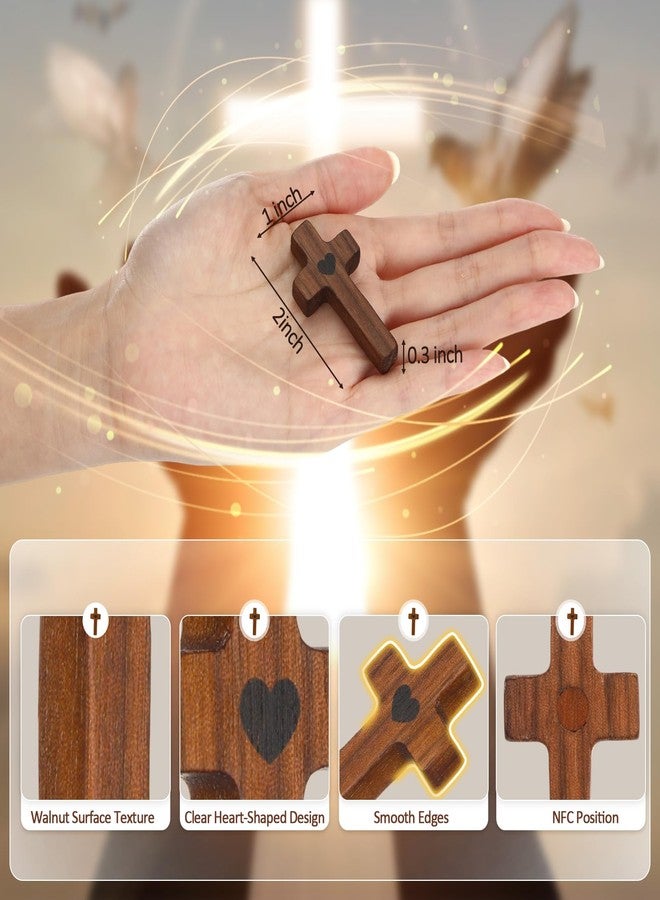 جيريفي مجموعة هدايا من 6 قطع من جيريفي، صليب خشبي من خشب الجوز، هدية مثالية لأسبوع المدارس الكاثوليكية، مزودة بتقنية NFC، صليب صلاة جيب يعمل باللمس مع آية من الكتاب المقدس، هدايا مسيحية لعيد الفصح، هدايا دينية صغيرة للرجال والنساء - Image 3